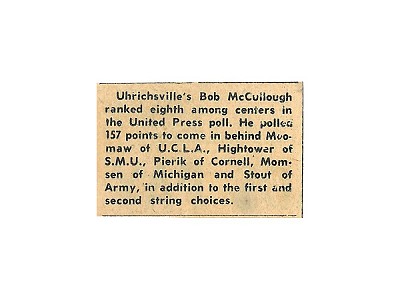 Uhrichsville's Bob McCullough ranked eighth among centers in the United Press poll 